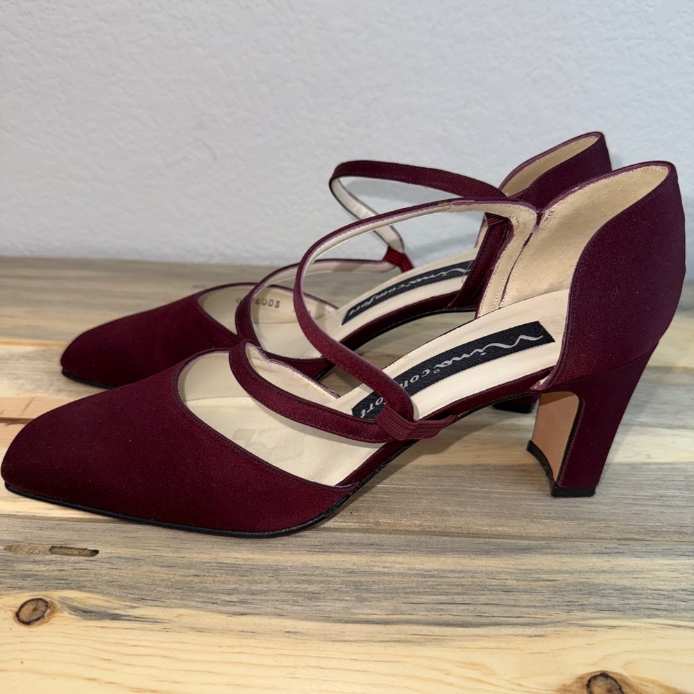 Nina Burgundy Silk Dress Shoe 7 M - Picture 7 of 12